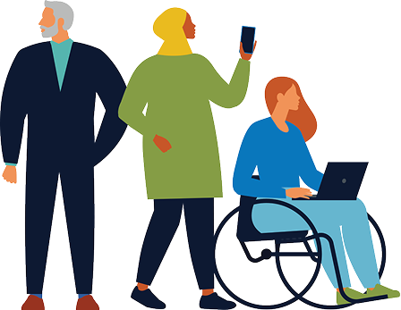 Three people illustration