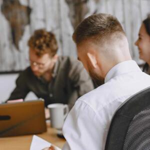Office workers meeting